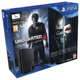 Consola PS4 Slim 1TB + Uncharted 4 + Dishonored 2