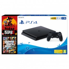 Consola PS4 Slim 1TB + Red Dead Redemption 2 + GTA